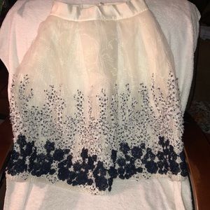 This is a beautiful 1950’s poodle like black and white embroidered skirt.